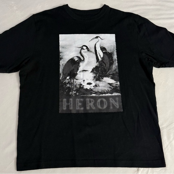 HERON PRESTON HALFTONE HERON GRAPHIC T-SHIRT BLACK